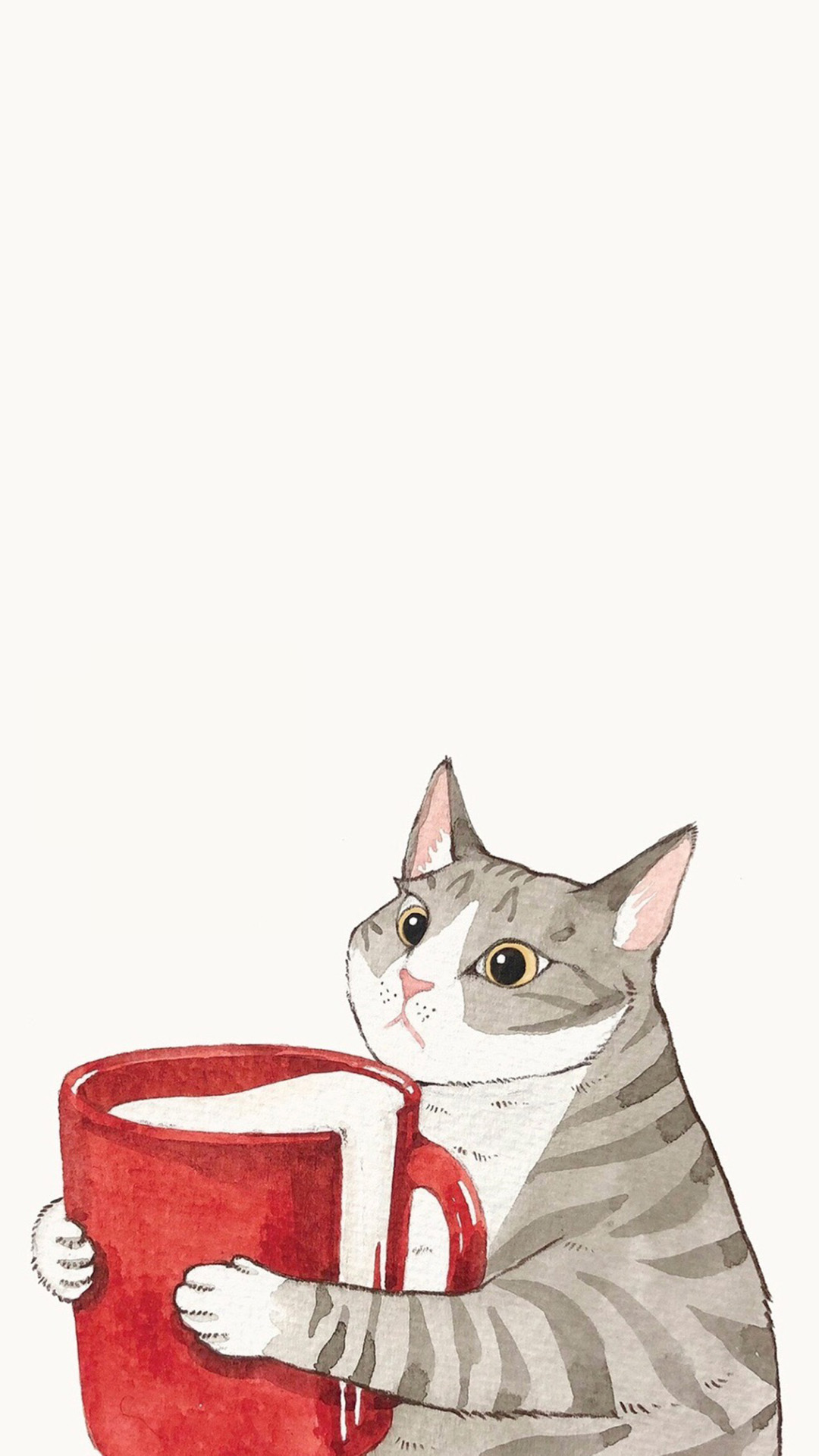 萌趣猫咪卡通插画手机壁纸
